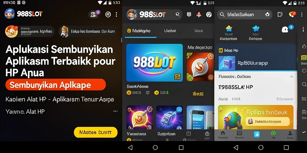 Antarmuka bersih dan sederhana dari aplikasi 988SLOT untuk menyembunyikan aplikasi.