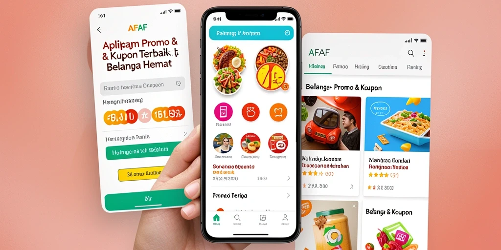 Antarmuka AFAF yang menarik untuk menemukan promo dan kupon.