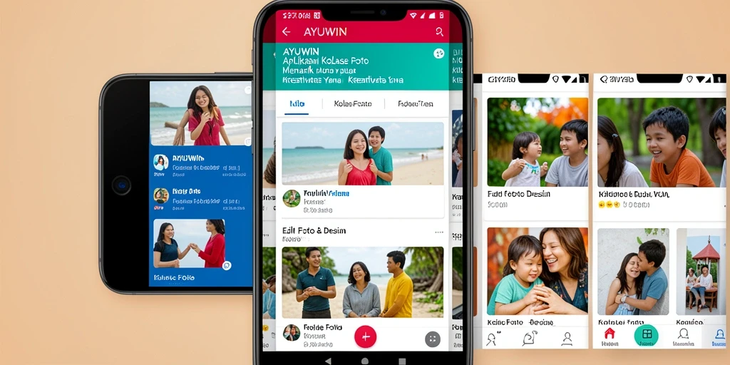 Antarmuka aplikasi AYUWIN untuk membuat kolase foto yang menarik.