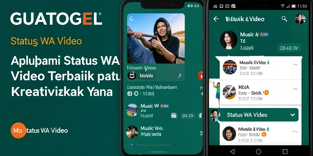 Tampilan antarmuka aplikasi GUATOGEL untuk Status WA Video yang menarik.