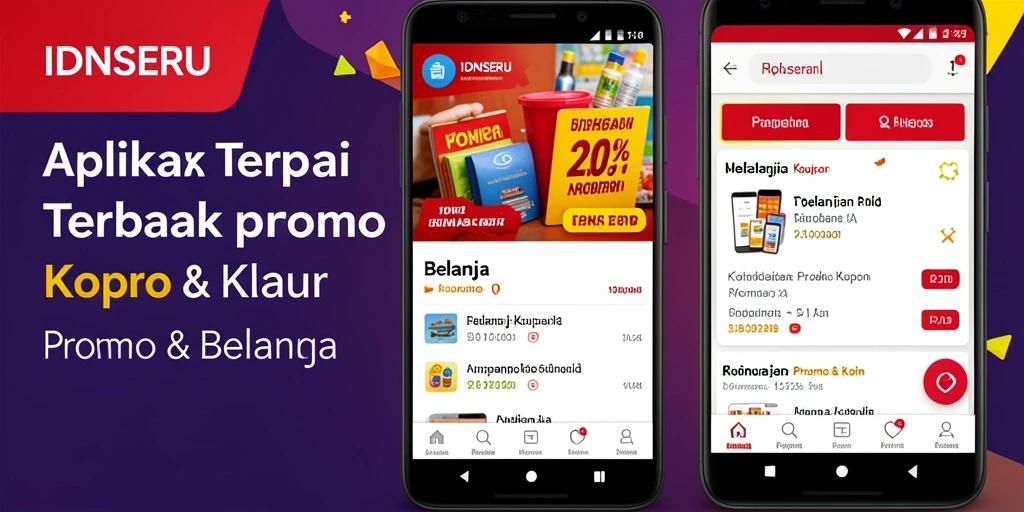Antarmuka IDNSERU menampilkan kupon dan promo menarik untuk belanja.