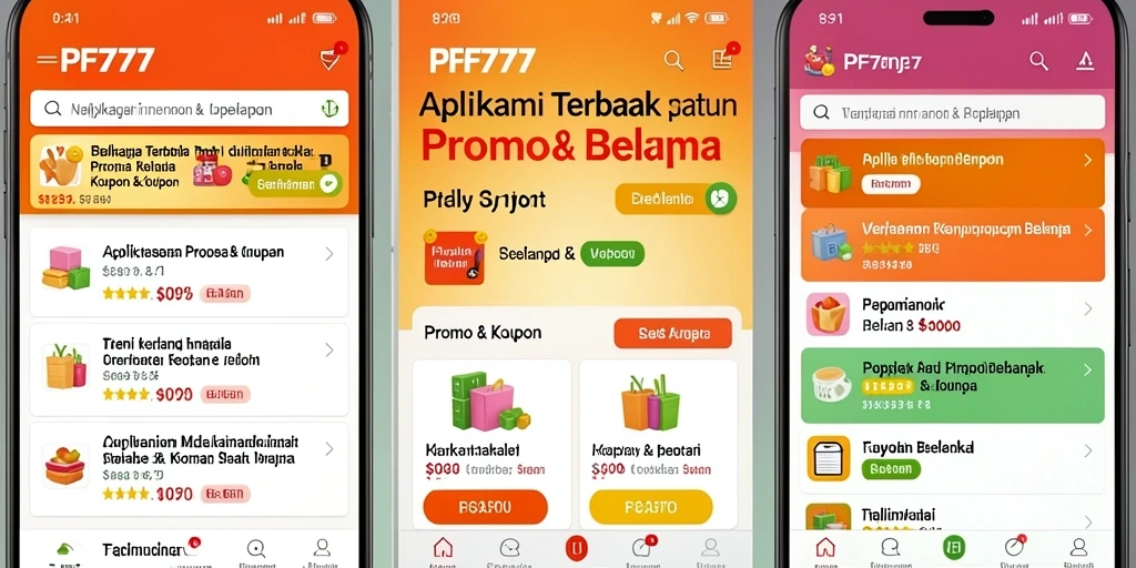 Antarmuka PF777 menampilkan berbagai kupon dan promo menarik untuk pengguna.