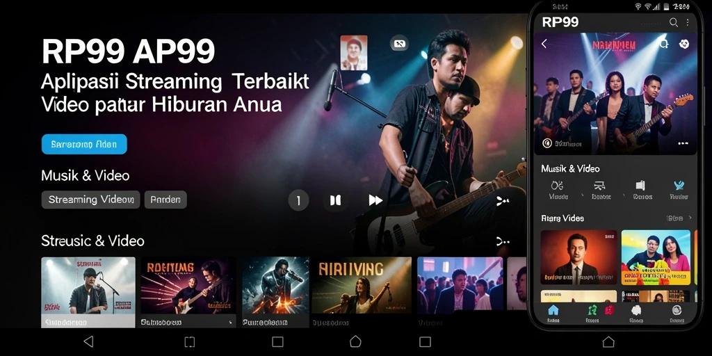 Antarmuka RP99 yang menarik dengan berbagai pilihan konten streaming.