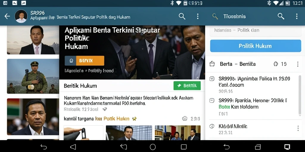 Antarmuka aplikasi SR996 yang menarik dan informatif tentang Politik Hukum.