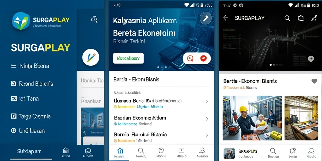 Antarmuka pengguna aplikasi SURGAPLAY untuk berita ekonomi bisnis.